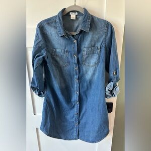 Dizzy Lizzy Women's Shirt Dress Size M Denim 100% Cotton distressed Read